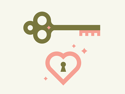 Key + Heart design heart icon illustration key lock star