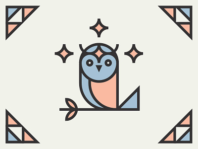 HOOT HOOT design icon illustration owl stained glass star