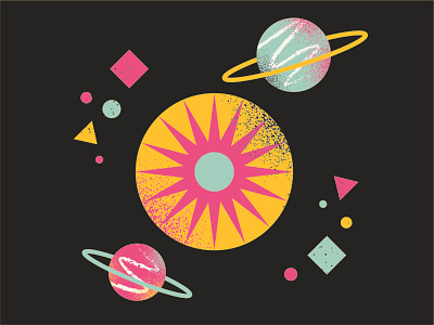 Planets and Space design illustration planets shapes space stars sun