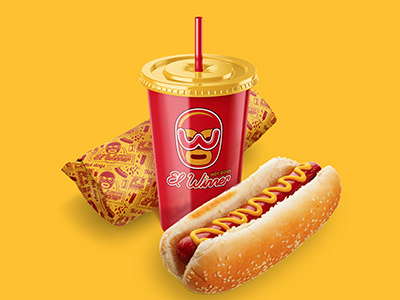 El Winner branding hotdog lettering logo logo design lucha libre mask mexican mexico packaging yellow