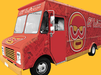 El Winner branding food truck foodtruck hotdog lettering logo logo design lucha libre mask mexican mexico yellow