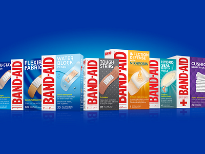 Band Aid Packaging Redesign artdirection bandage bandages bandaid blue branding graphic design guidelines inspiration johnsonjohnson logo packaging packagingdesign redesign