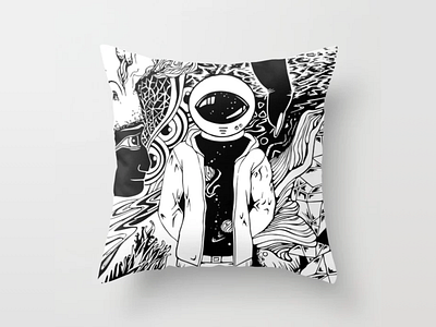 🖤🤍- Cosmonaut alien astronaut cosmo cosmonaut drawing illustration society6 vector