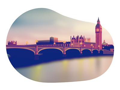 City Lights ✨ bridge buildings city digital art draw gradients illustration london night sunset vector water