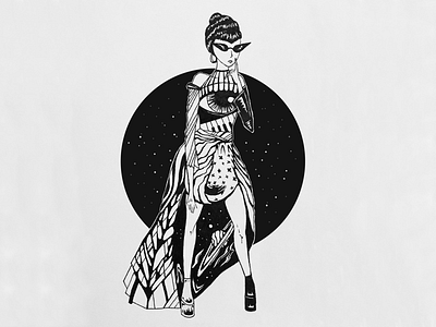 The Dress 🖤 art dark design doodle drawing dress fashion illustration ink japanese pen sketch woman