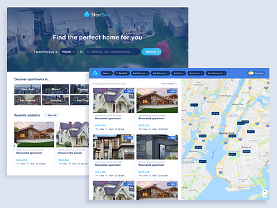 Real Estate Finder desktop filters home house industries maps real estate real estate agent results search switcher web website