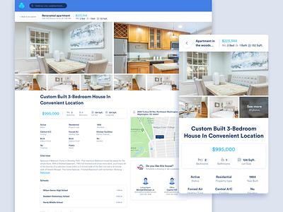 Real Estate Finder apartments details page home home app mobile mobile web profile profile cover profile design profile page real estate web website