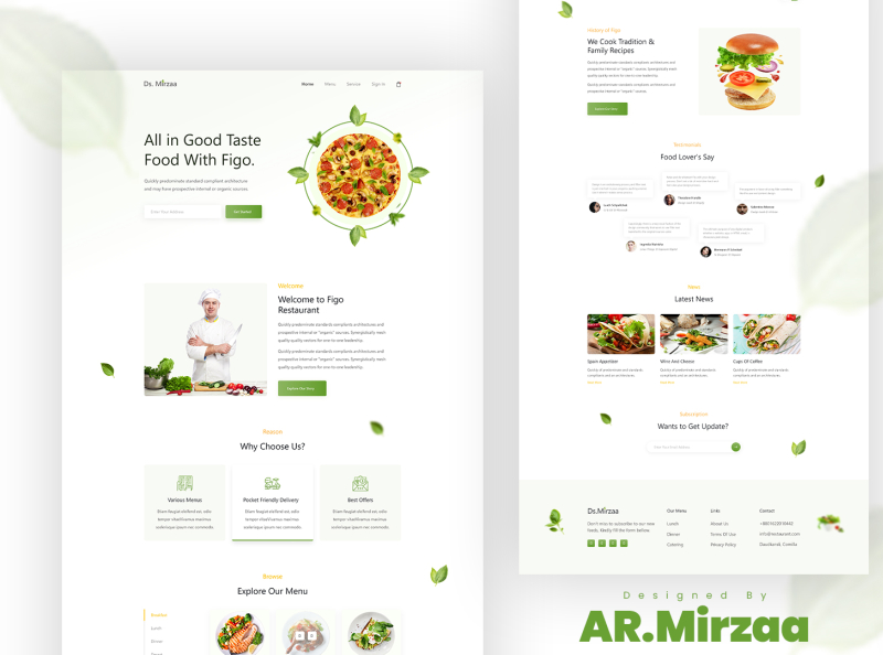 Food restaurant website template by Valley of Design on Dribbble