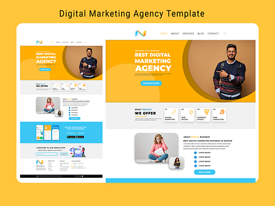 Digital Marketing Agency Web Template 3d branding design figma graphic design illustration illustrator logo logo create photoshop typography ui ux vector web desgin website design