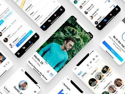 Mobile Interface Design | Dating App | Profile, chat, search app blue chat concept dailyui dailyuichallenge dating app design illustration inspiration logo match mobile mobile app profile search social swiping ui white