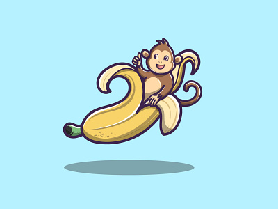 Cute Banana Monkey app branding design icon illustration logo vector