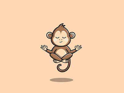 Monkey Yoga animal app branding cute design graphic design icon illustration logo monkey vector