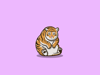 Fat Tiger cartoon cute design fat icon illustration logo mascot tiger vector