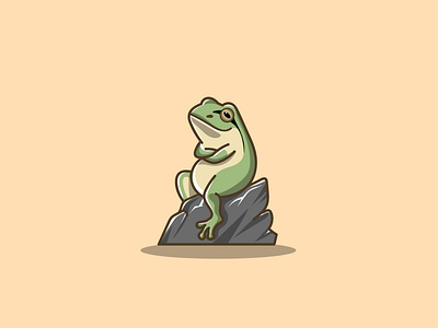 Frog Stone branding cartoon cute design frog graphic design icon illustration logo mascot vector