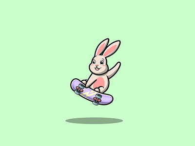 Skate Rabbit cartoon cute design graphic design icon illustration logo mascot rabbit skate vector