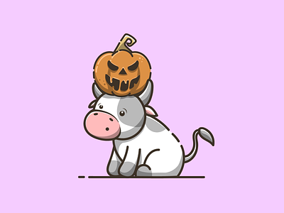 cow with pumpkin halloween