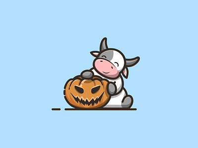 cow with pumpkin halloween