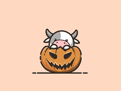 cow with pumpkin halloween