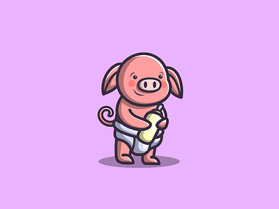 baby pig baby pig branding cartoon cute design graphic design icon illustration logo mascot vector