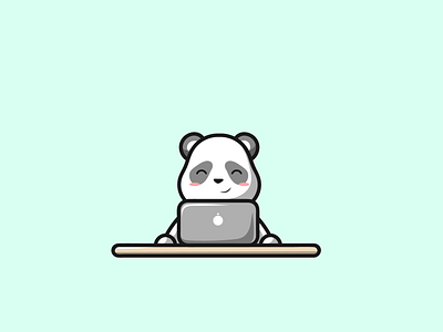 cute panda working branding cartoon cute design esport graphic design icon illustration logo panda vector wroking