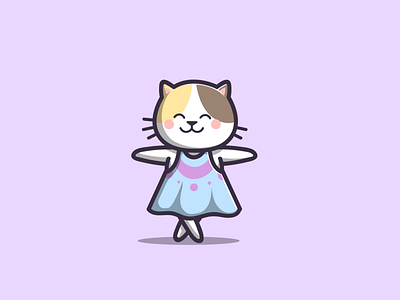 cute cat dancing branding cartoon cat cute dancing design graphic design icon illustration logo mascot vector