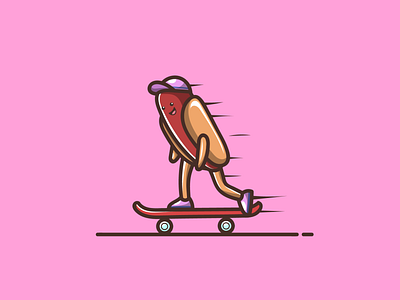 hot dog skateboard branding cartoon cute design graphic design icon illustration logo mascot vector