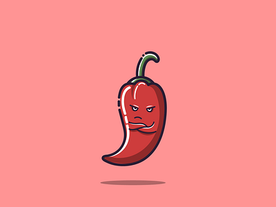 angry chili pepper branding cartoon cute design food graphic design icon illustration logo mascot vector