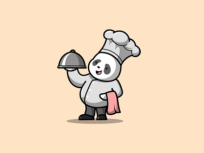 cute chef panda branding cartoon cute design graphic design icon illustration logo nft panda vector