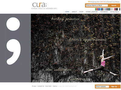 Cura; Yoga Clothing Store design typography ui ux webdesign websitedesign wordpress