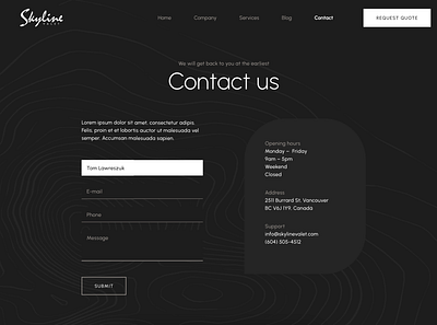 Skyline Valet / Contact Page design ux webdesign website websitedesign wordpress