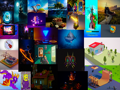 My whole portfolio, in a nutshell so far! blender cinema4d illustrator photoshop portfolio