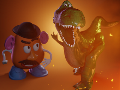 Mr.Potato & Rex! 3d animation blender character characterart characterdesign characterillustration motion graphics moviecharacters mrpotato render rex toystory