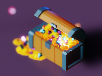 Treasure chest!💎 3d blender blendereevee coins diamonds digital art fantasy gameart lowpoly lowpolyart treasurechest