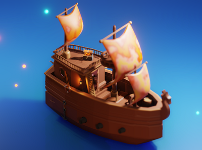 Sea ship! ⛵⚓ blender blenderrender blue boat colors digitalart fantasy gameart lowpoly sea ship