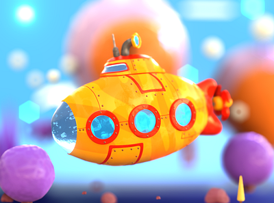 Submarine! 🎨💦 3d 3ddesign 3dmodeling animation art art direction blender cartoon cgi colors eevee fantasy illustration render submarine vivid