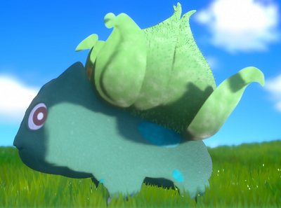 Bulbasaur! 🍀🍃 3d 3dmodeling animation art art direction blender bulbasaur digitalart environment fantasy gottacatchthemall peaceful pokemon sky sunny walkcycle