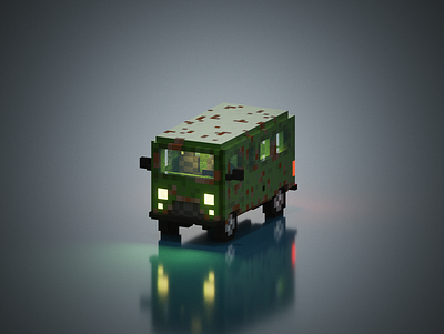 UAZ Buhanka 3d blender blender3d car magicavoxel pixelart pixels russian car voxelart voxels