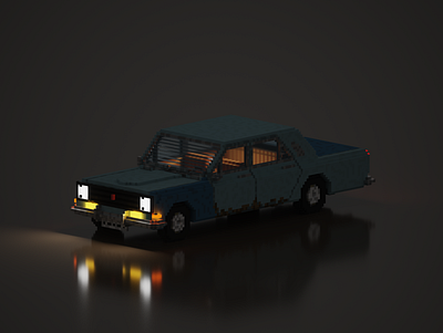 GAZ 24 Volga 3d blender blender3d car magicavoxel pixelart pixels voxelart