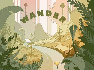 It's better to Wander than to Wonder art harmony illustration illustration art illustrator landscape scene stream vector wander
