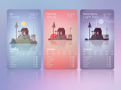 Weather App Concept aftereffects animated concept concept design dynamic illustration interaction interactiondesign interactive island landscape motion motiongraphics ui ux design uidesign uiux uxdesign vector vector illustration weather app