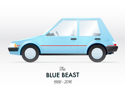 First Car 1980s blue car conquest toyota vector