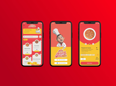 UI/UX Design of Pizza Mobile App app app design branding design illustration logo mobile ui design prototype ui vector