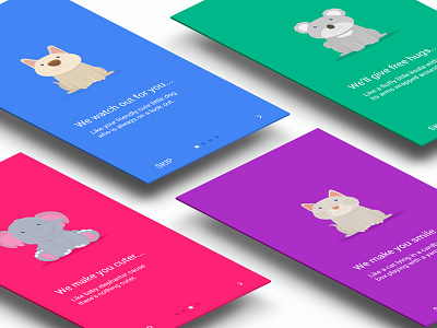 Welcome Screen Concept android animals app cat design dog elephant illustration koala material samataqi ui