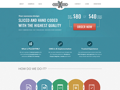 Pixel2html.net homepage landing page web web design