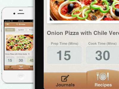 Recipe App Design 4s app calorie calorie counter clean counter food ios iphone iphone 4s recipe tab tanveer