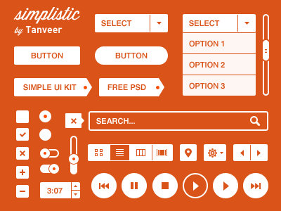 Simplistic UI Kit button flat free free psd freebies kit orange psd simple ui ui kit