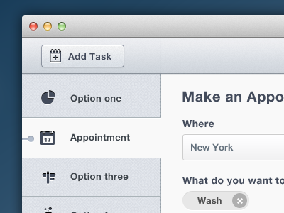 Make an Appointment appointment clean dashboard mac navigation osx side bar sidenav sleek