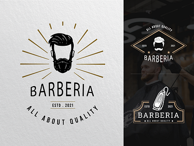 Barbershop Logo badge logo barber barbershop barbershop icon barbershop logo branding card design design graphic design hair stylist illustration logo logo collections logo templates salon ui ux vector