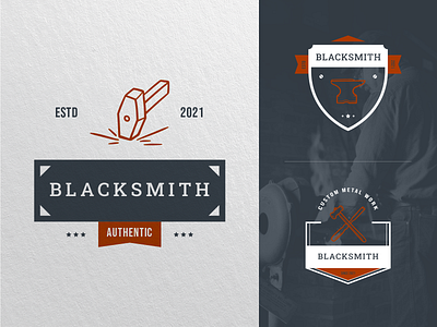 Blacksmith Logo badge logo strike symbolic