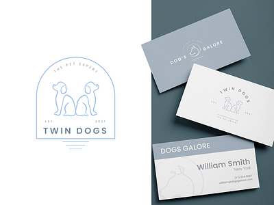 Twin Dog Logo badge logo branding graphic design sticker